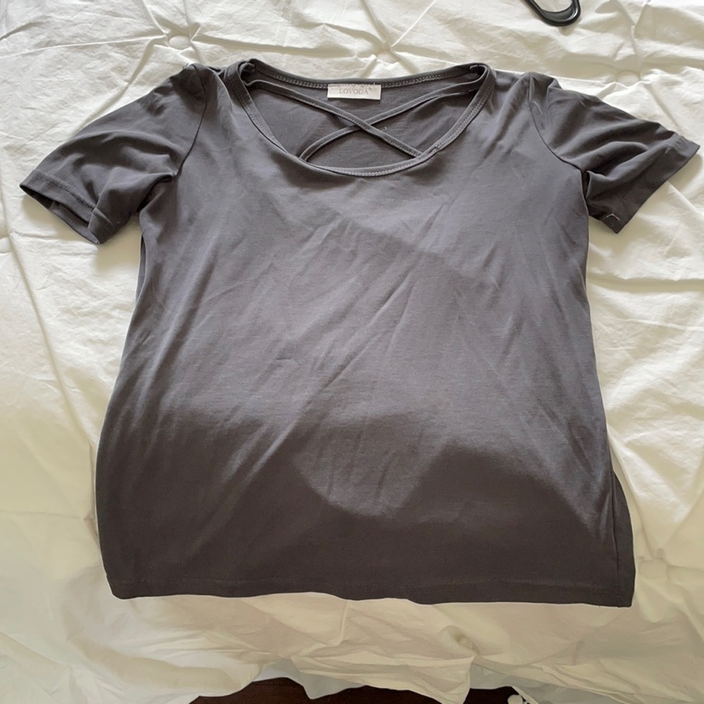 Light gray crisscross Tee